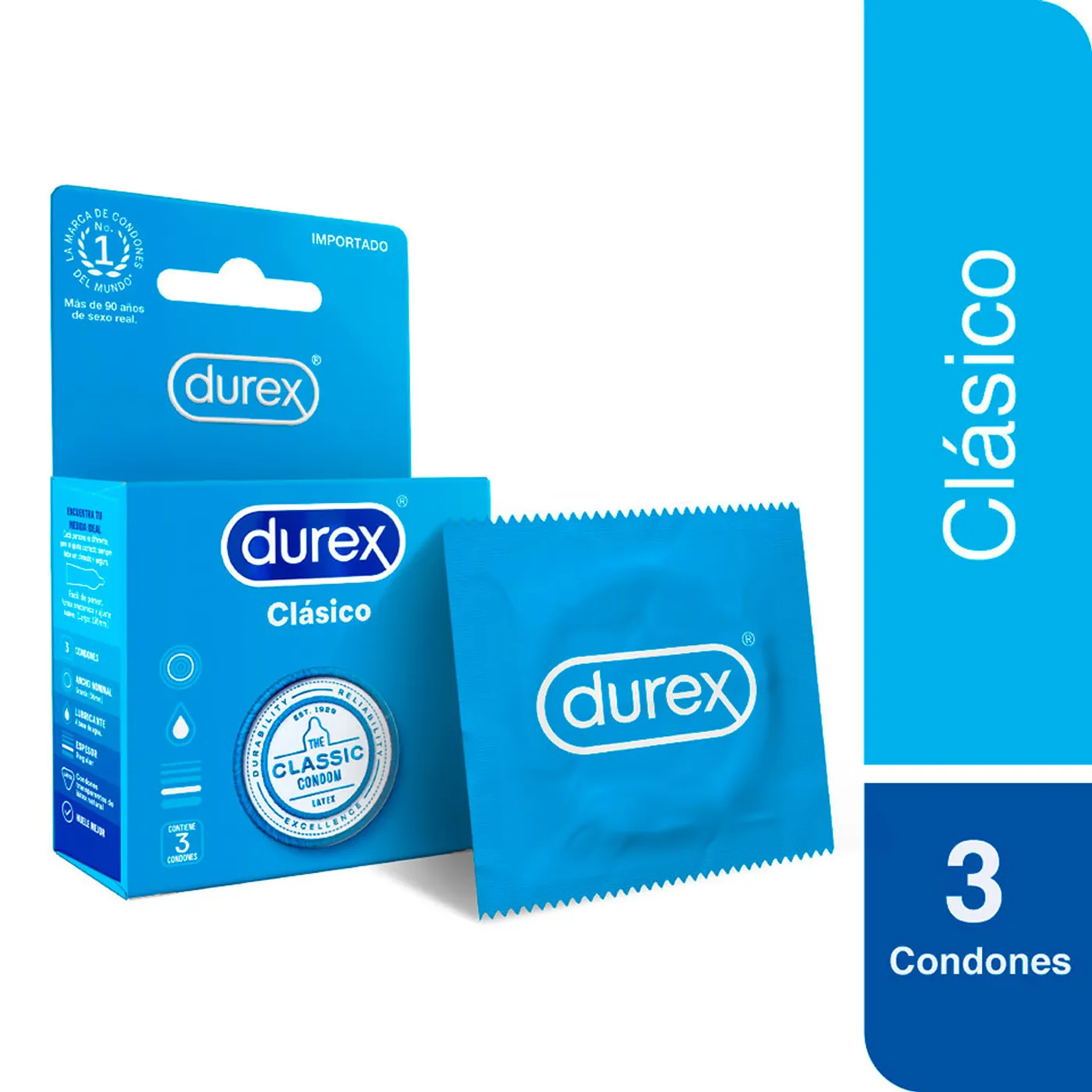 Preservativo Durex Clásico Contiene Tres Condones..................venta X Una Caja: imagen 1