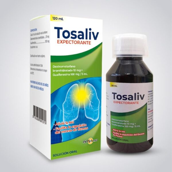 Tosaliv expectorante (dextrometorfano 10 mg+guafenesina 100mg/ml)......venta x una unidad