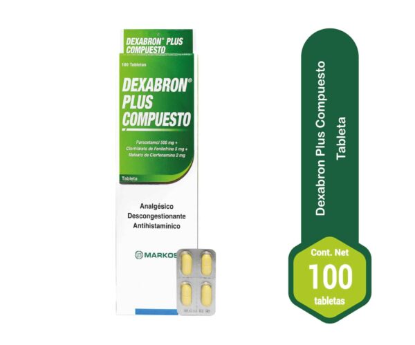 Dexabron plus compuesto tableta (paracetamol,clorhidrato de fenilefrina,clorfenamina)...venta x una unidad