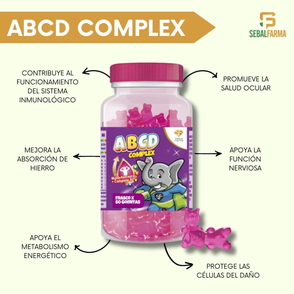 kids Gomitas A,B,C,D complex (Vitaminas ,A,B1,B2,B6,B9,B12 D,C,E) cont.neto 50 unidades....venta x una unidad