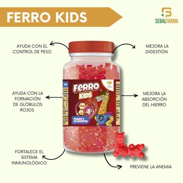 kids gomitas ferro gummies (hierro,propóleo,vitamina C,fibra probiotica) cont.neto 50 unidaes,,,,venta x una unidad