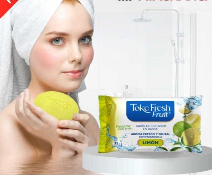 Jabon de tocador en barra toke fresh fruit (limon,manzana,naranja)......venta x una unidad: imagen 1
