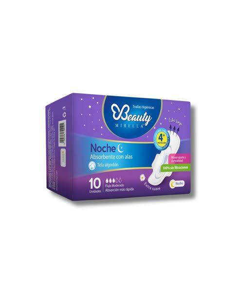 Toallas higienicas beauty mirella noche x 10 unidades.....venta x una unidad