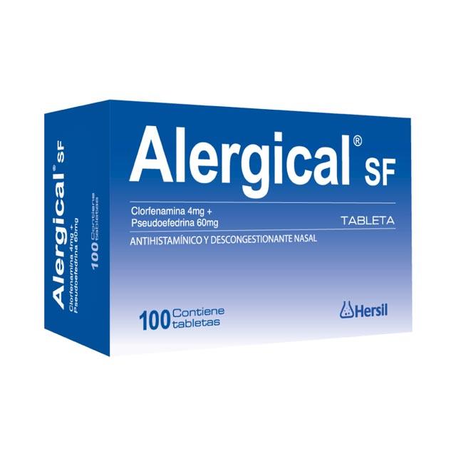 Alergical Sf (clorfenamina 4 mg + pseudoefedrina 60 mg) X 100 Tabl...venta X 1unidad: imagen 1