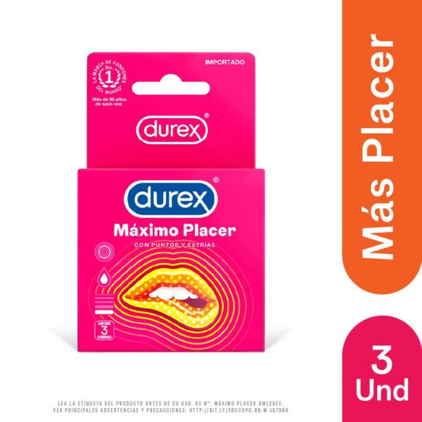 Preservativo Durex Máximo Placer Con Puntos Y Estrías................venta X Una Caja