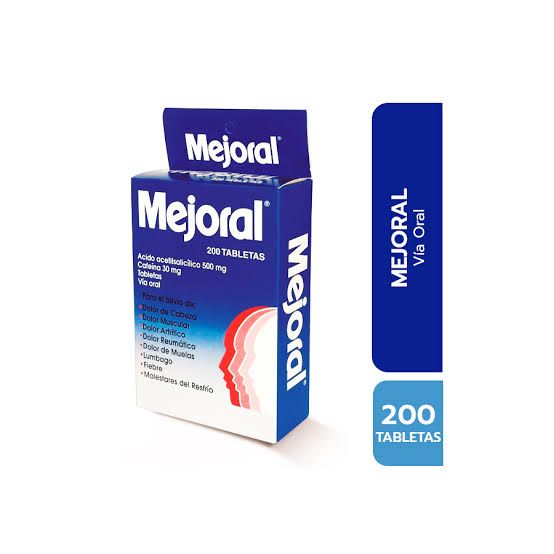 Mejoral Tableta( Acetilsalicilico 500mg +cafeína 30mg) X 200...venta X 1unidad