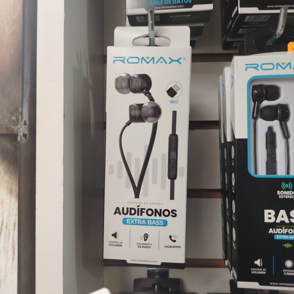 audifono chupon tipo c doble huella handsfree 1.15m  Romax ... venta por unidad