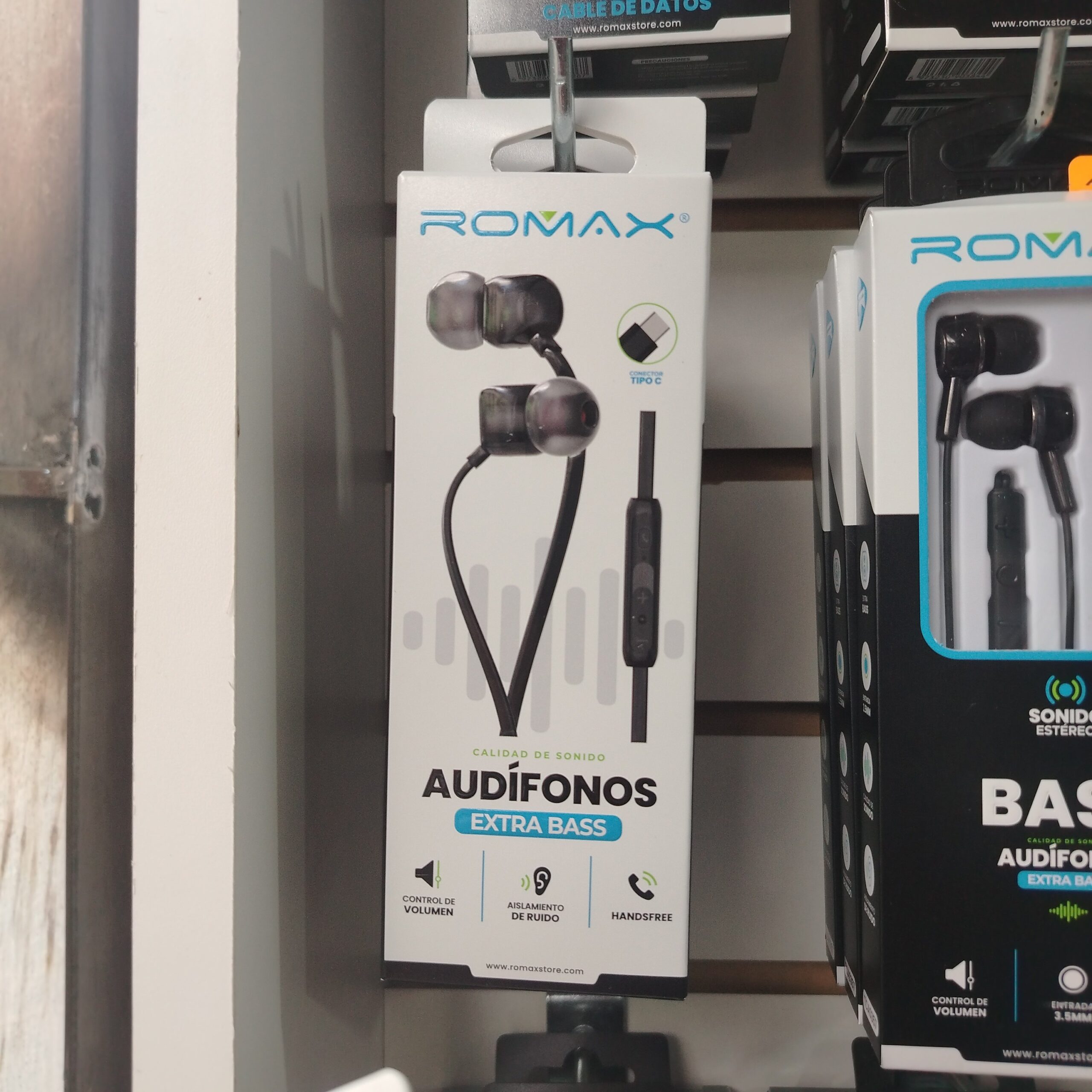 audifono chupon tipo c doble huella handsfree 1.15m  Romax ... venta por unidad: imagen 1