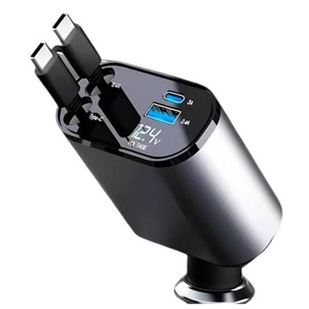 Cargador de celular para auto  4 en 1 ( cigarrera 45w  carga inteligente  )...venta por unidad