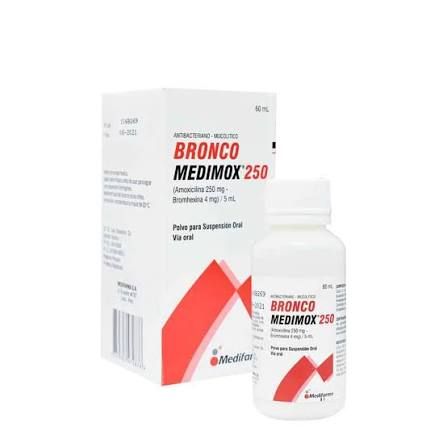 Bronco Medimox jarabe (amoxicilina 250 mg + bromhexina 4 mg/5ml)...venta x una unidad
